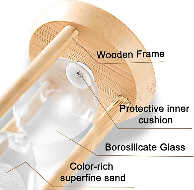 2 Minute Sand Timer Hourglass, 2 Min Wooden Sand Clock, Two Minute Wood Hour - Image 4
