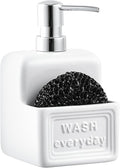 RQYIXI Soap Dispenser with Sponge Holder Ceramic Hand and Dish Soap Dispenser by RQYIXI