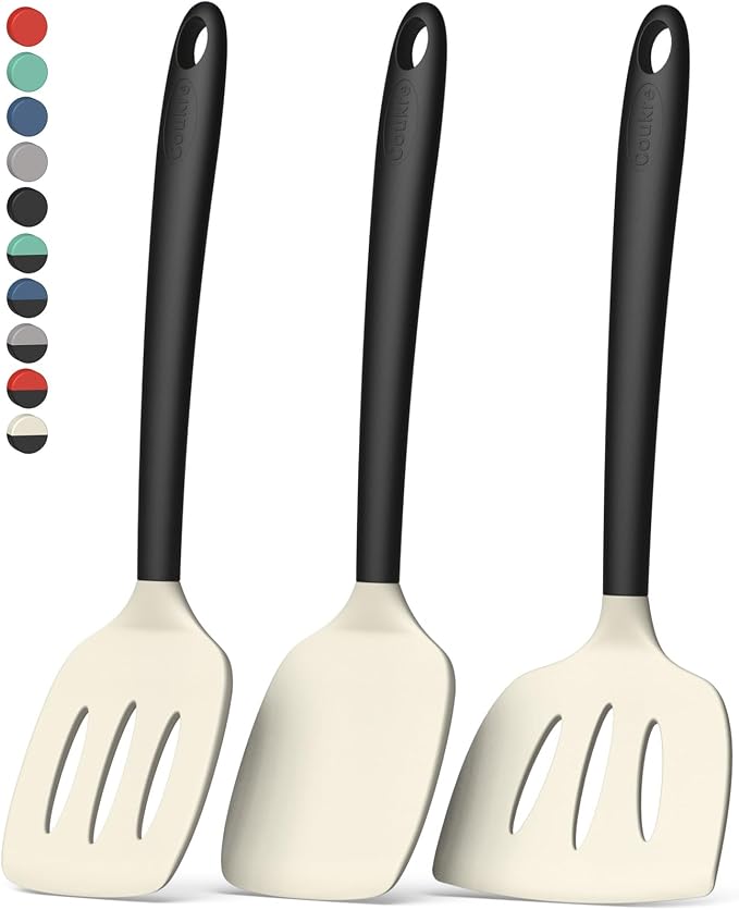 Coukre 3 Pack Silicone Spatula Set, High Heat Resistant, Fish Spatula, Solid & by Coukre
