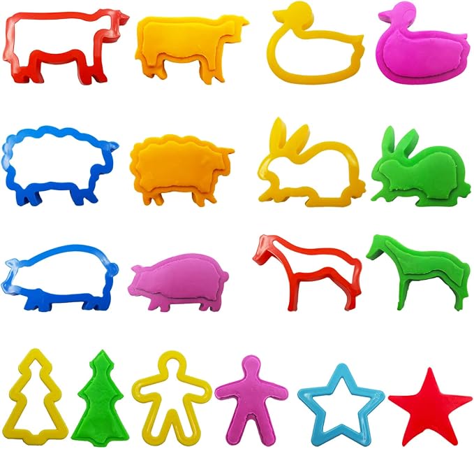FRIMOONY Dough Tools Set for Kids, Various Plastic Animal Molds, Rolling Pins - Image 4