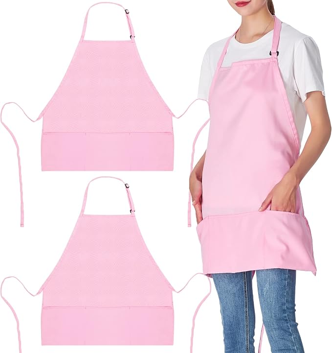 Jubatus 2 Pack 3 Pockets Adjustable Bib Apron Chef Kitchen Cooking Aprons by Jubatus