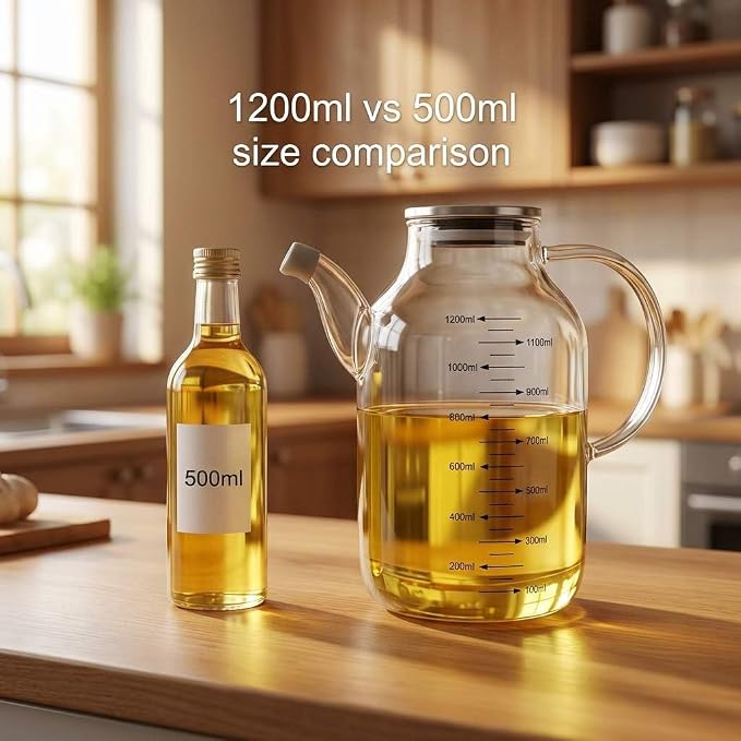 QWORK 1200ML/40Oz Large Glass Cooking Oil Bottle - Image 2