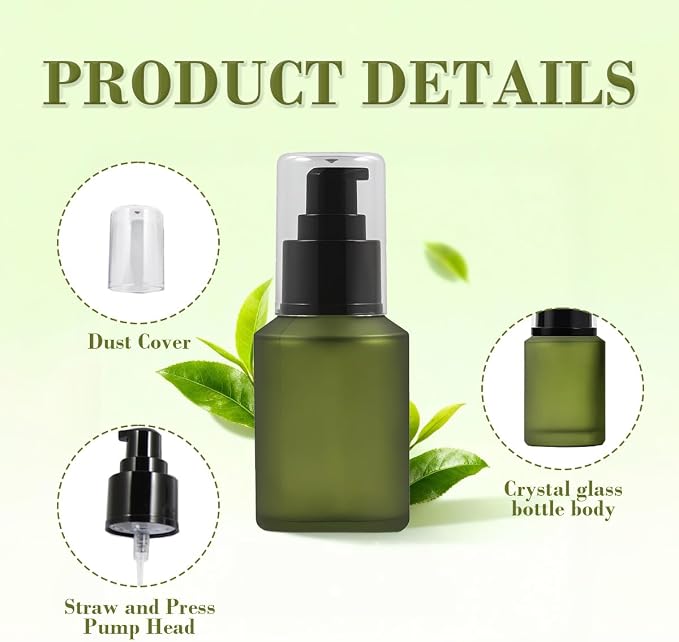 1PCS 60ML/2OZ Empty Refillable Green Frosted Glass Bottles - Image 2
