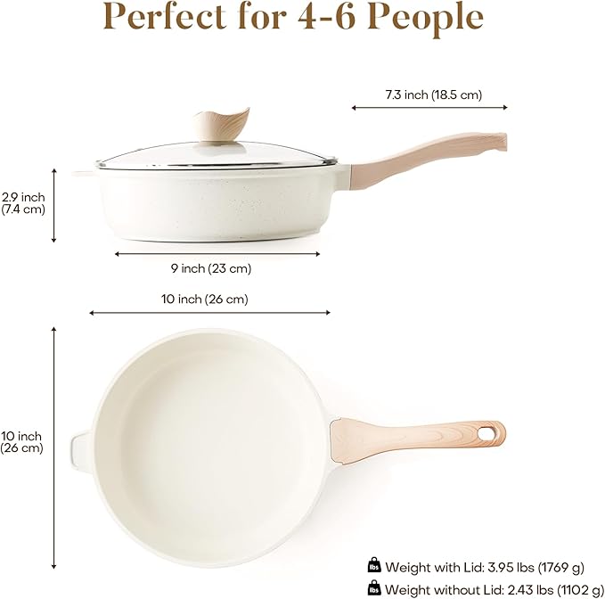 Kordisen Nonstick Ceramic Deep Frying Pan, 10 Inch Non Toxic Skillet - Image 6