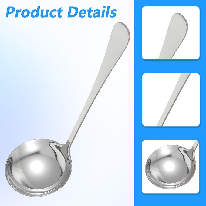 Jeffdad Gravy Ladle, Stainless Steel Sauce Soup Ladles 7.1‘’ Gravy Ladles - Image 3
