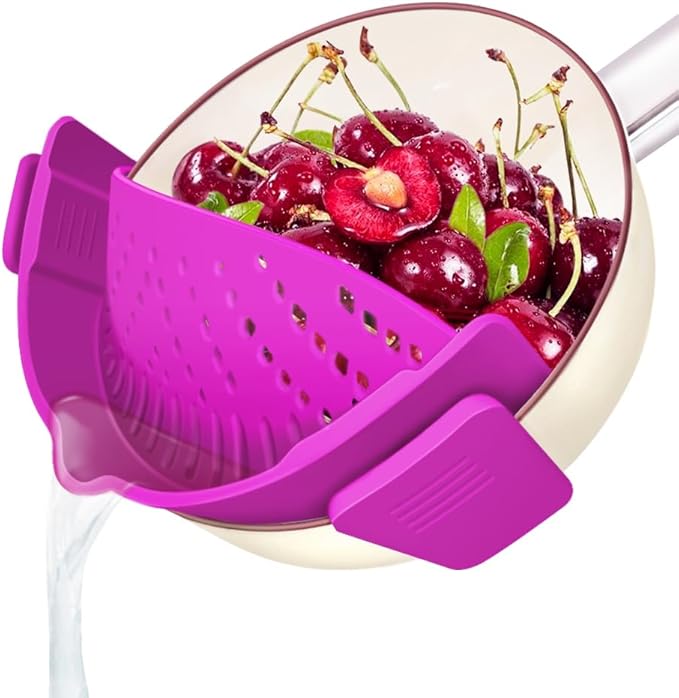 YEVIOR Clip on Strainer for Pots Pan Pasta, Silicone Food Strainer Hands-Free by YEVIOR