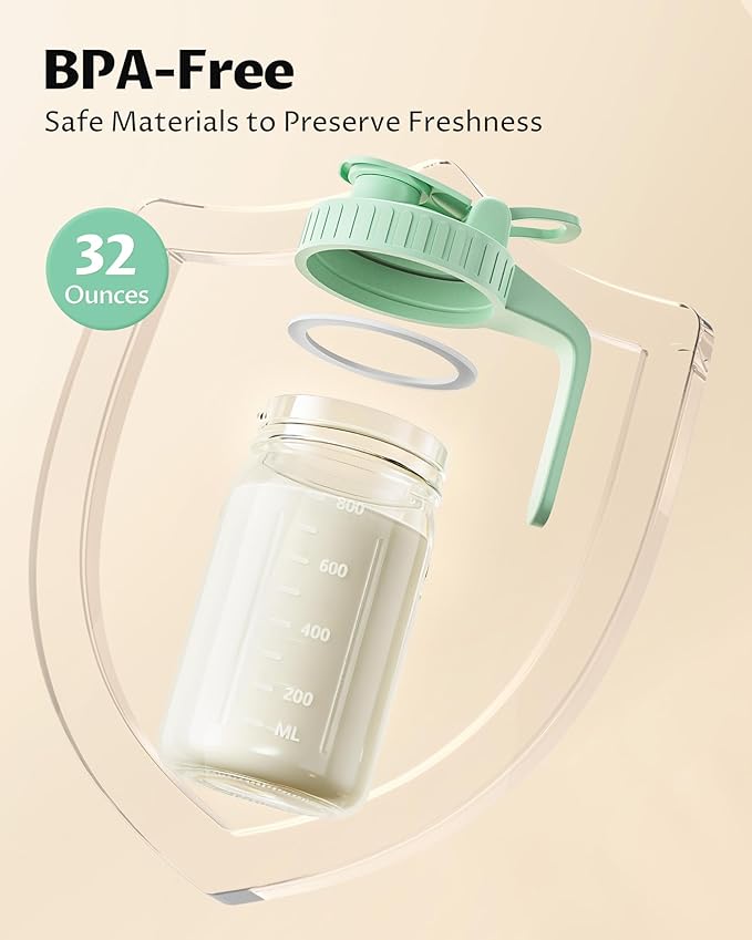 32oz Breast Milk Pitcher with Lid – Leak-Proof & Airtight Glass Storage - Image 2