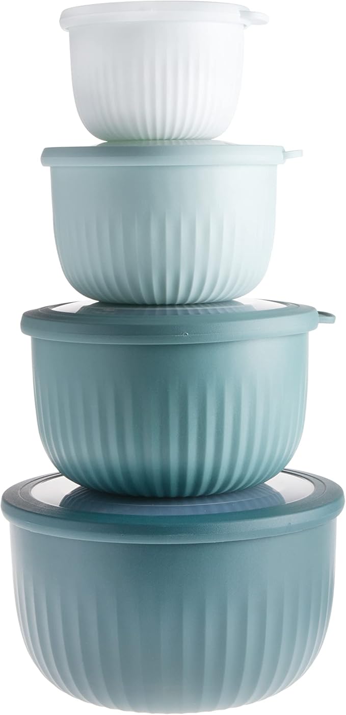 COOK WITH COLOR 4pc Plastic Mixing Bowl Set with Lids by CookwithColor