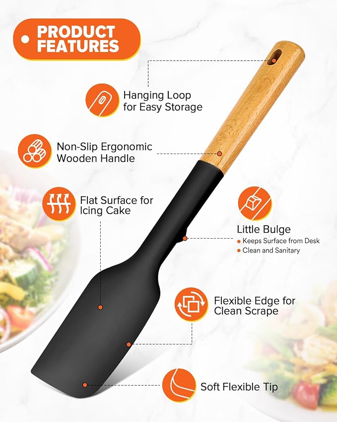 Silicone Spatula Spoon Set, and Spreading, Sturdy BPA-Free Matte Silicone - Image 3