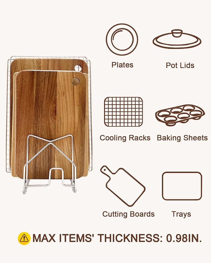 2 Pack Pot Lid Organizer Cutting Board Holder Inside Cabinet 304 Stainless - Image 5