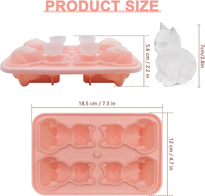 3D Cat Ice Cube Mold Silicone Large Ice Cube Tray - Image 2