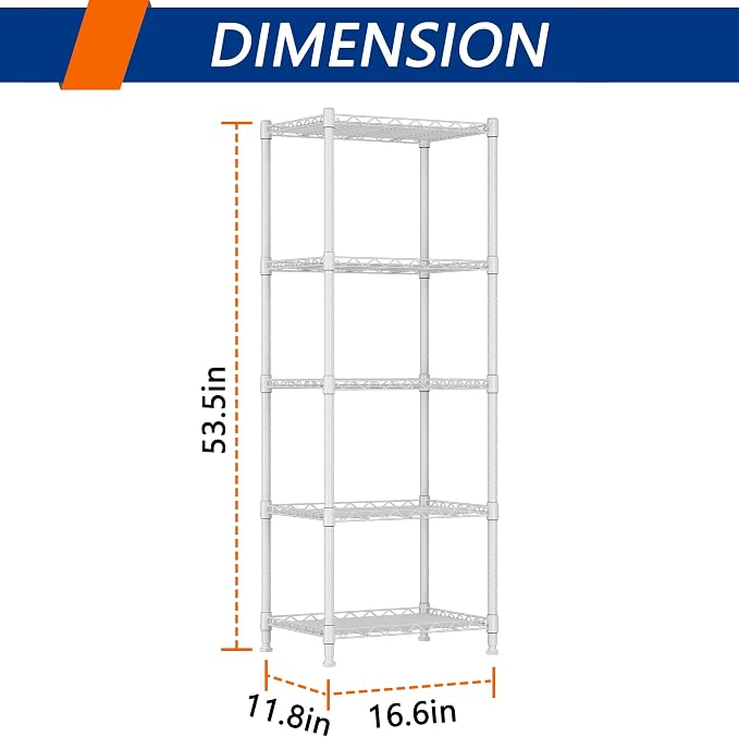 REGILLER 5-Wire Shelving Metal Storage Rack Adjustable Shelves, Standing - Image 3
