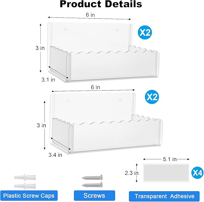6 inch Spice Rack Wall Mounted, 4 Pack Spice Organizer Shelf - Image 2