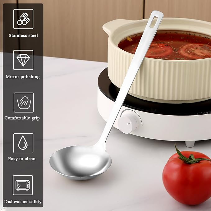 Berglander Stainless Steel Soup Ladle, 11.8" Durable Ladel Spoon - Image 4