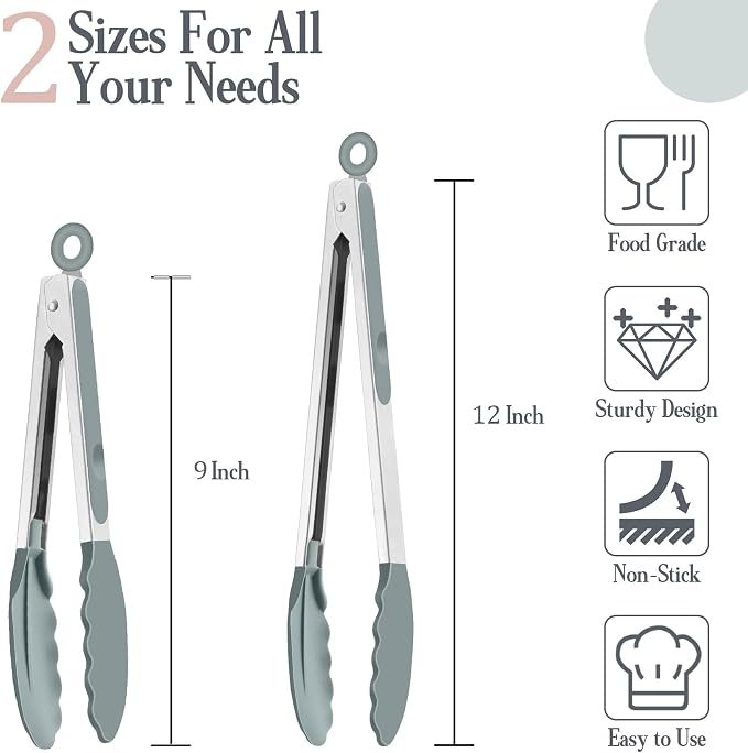 TeamFar Kitchen Tongs, Heat Resistant Silicone Tongs, Locking Design & - Image 2
