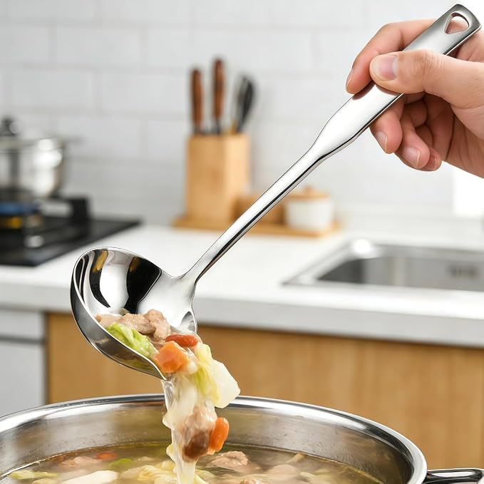 Kitchen Soup Ladle 304 Stainless Steel Punch Metal Luminous Ladell Spoons - Image 8