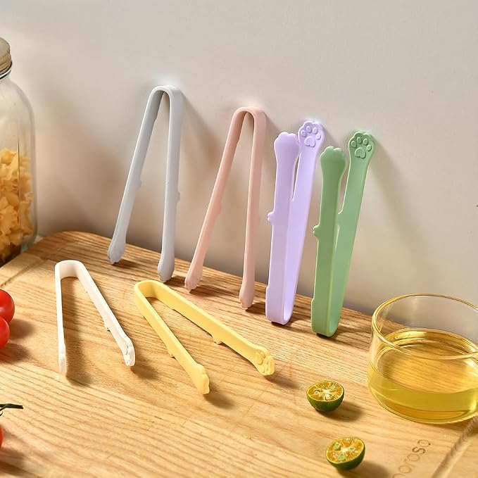 6 Pcs Mini Silicone Food Tongs, Heat Resistant & Non-Slip Grip Kitchen Cooking - Image 7