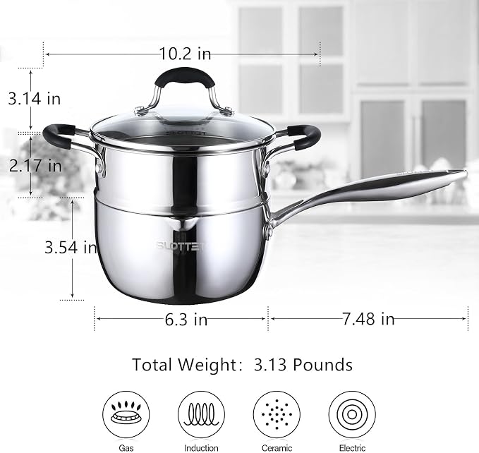 SLOTTET Tri-Ply Full Body Stainless Steel Sauce Pan - Image 6