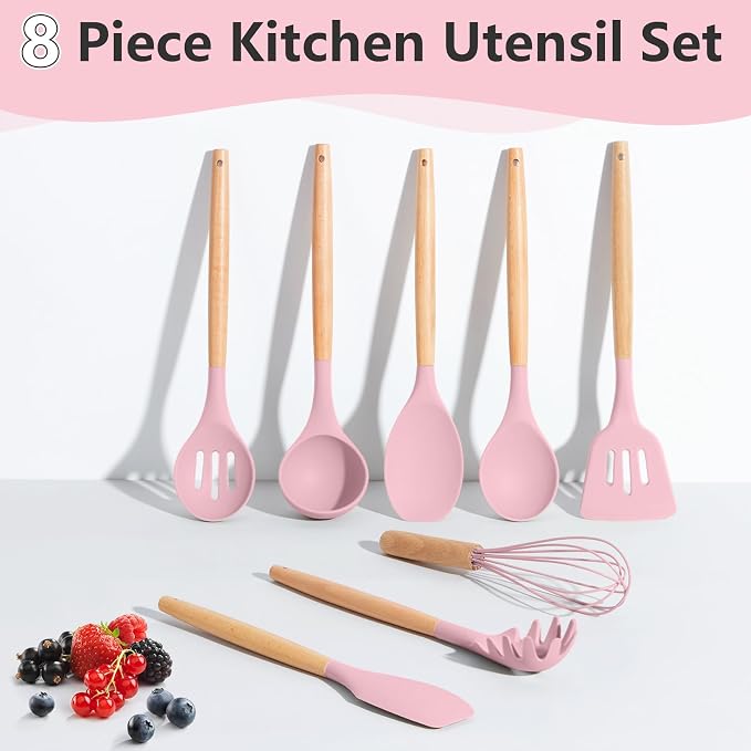 P&P CHEF Silicone Cooking Utensils Set, 8-Piece Kitchen Cooking Utensil - Image 4