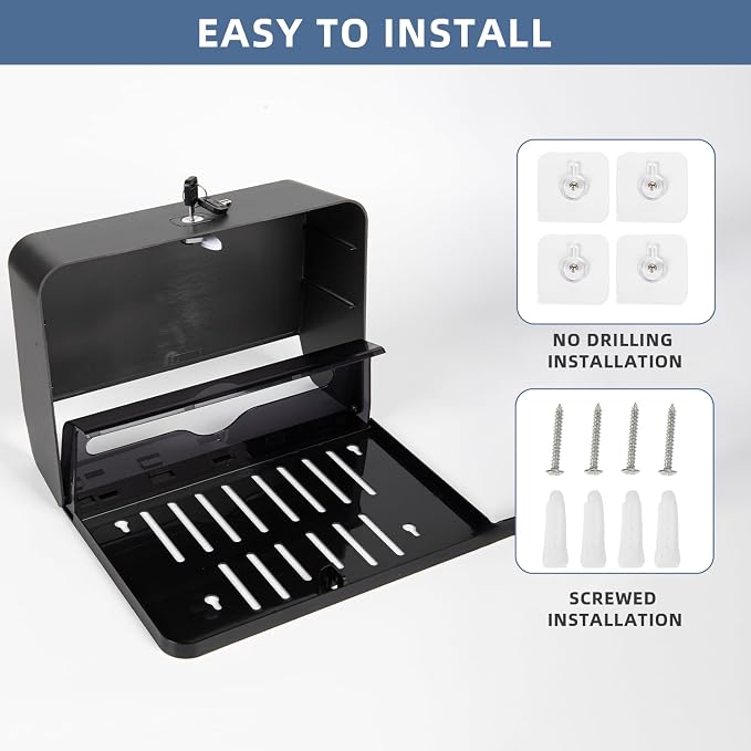 Paper Towel Dispensers Wall Mount, Adhesive/Screws Install, Compact Hand Towel - Image 7