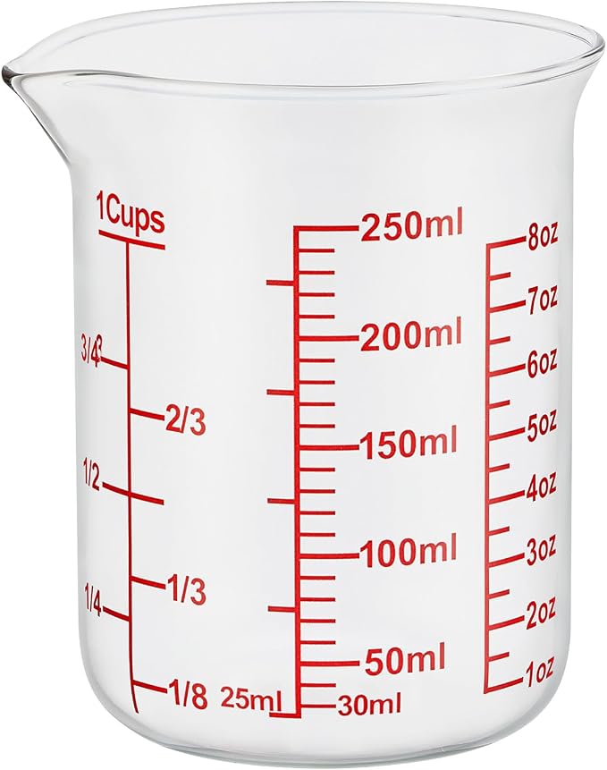 Ackers Glass Measuring Cup 1 Cup, 8oz Borosilicate Liquid Measuring Cup by AckersBORO33