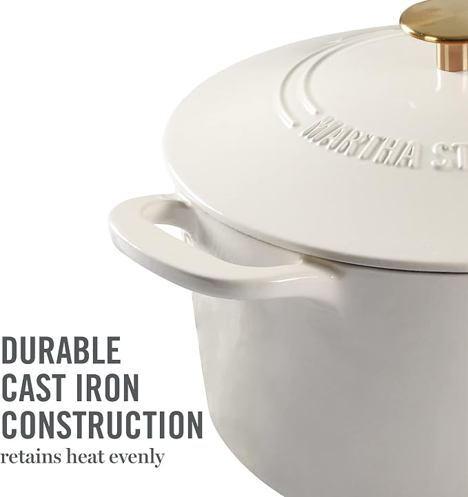 MARTHA STEWART Gatwick 7-Quart Enamel Cast Iron Dutch Oven – Linen White - Image 7