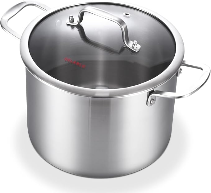DELARLO Tri-Ply Stainless Steel 8 Quart Stock Pot, Heavy-Duty, All Stove by DELARLOCOOKWARE