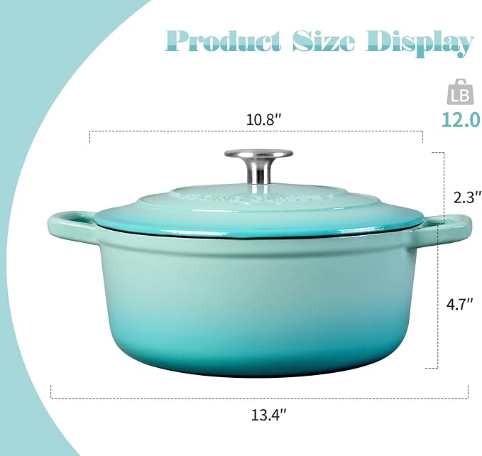 EDGING CASTING Enameled Cast Iron Covered 5.5 Quart Dutch Oven - Image 3