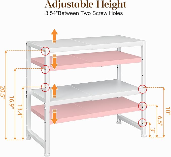 2-Tier Expandable Kitchen Storage Shelf, 150LBS Heavy Duty Metal Shelving Units - Image 3