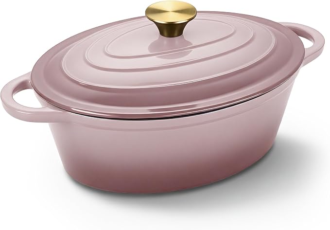 Oval Dutch Oven for Bread Baking, 4.5 Quart Non Stick Enameled Cast Iron Dutch by Kerilyn