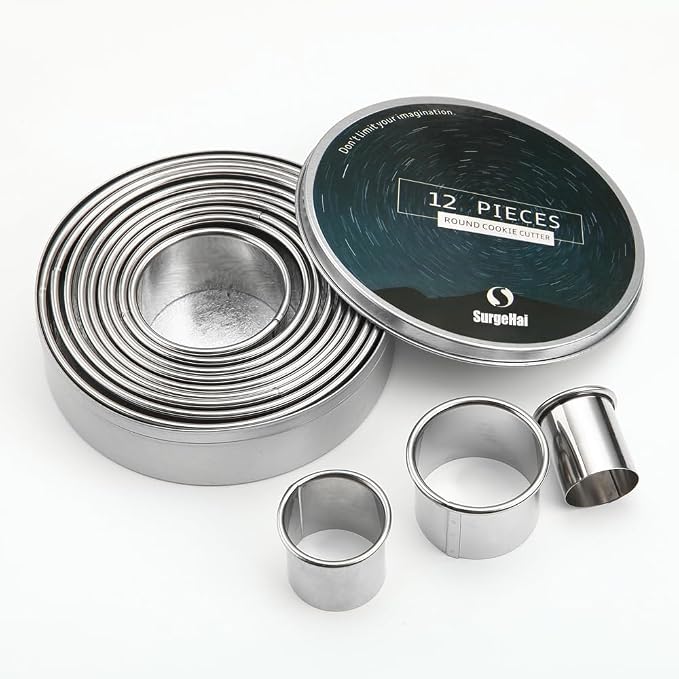 12 Piece Round Cookie Cutters Set, Donut Cutter Set, Stainless Steel Circle by SurgeHai