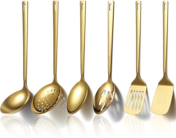 Evanda Gold Kitchen Utensils Set 6pcs, Titanium Plating Stainless Steel Cooking by Evanda