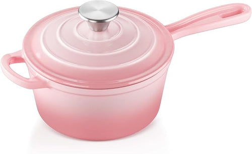 1 Quart Sauce Pan with Lid, Leonyo Small Cooking Pots, Enameled Cast Iron by Leonyo