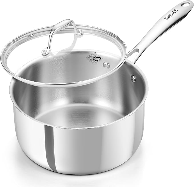 KOCH SYSTEME CS Triply Stainless Steel Saucepan, 3 Quart Stainless Steel Pot by KOCHSYSTEMECS