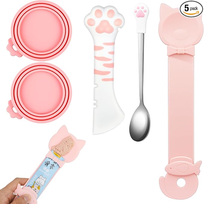 5 PCS Cat Food Can Covers Lids Set, Silicone Pet Food Can Lids by Unknown