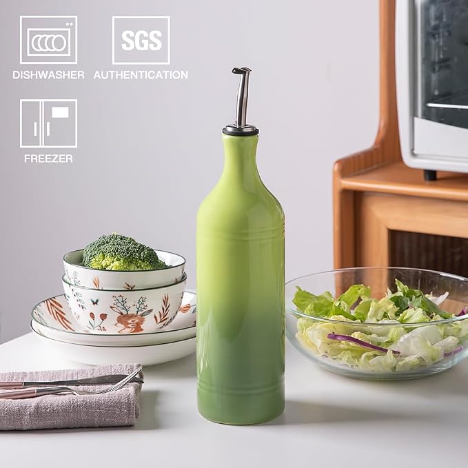 Sweejar Large Ceramic Olive Oil Dispenser Bottle, Opaque Oil Cruet Protects to - Image 2