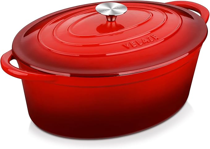 Velaze 7.5 QT Enameled Oval Dutch Oven Pot by Velaze