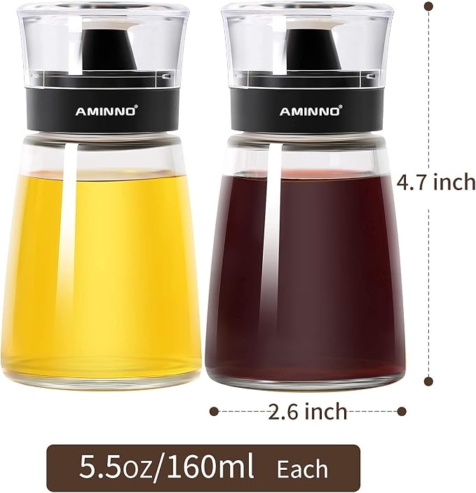 5.5oz Oil and Vinegar Cruets 2 Pack Glass Oil Dispenser Bottles - Image 7