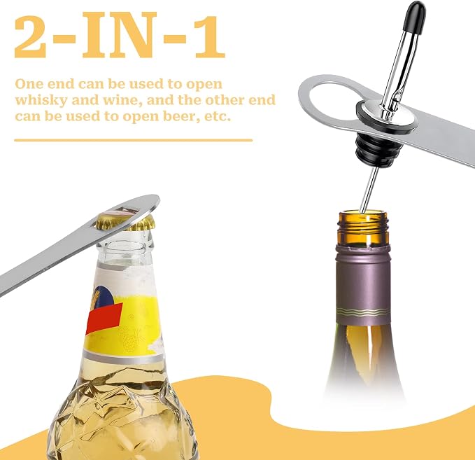 2 Pcs V Rod Bottle Opener Bartender, Pour Spout Removers Double Ended Flat - Image 5