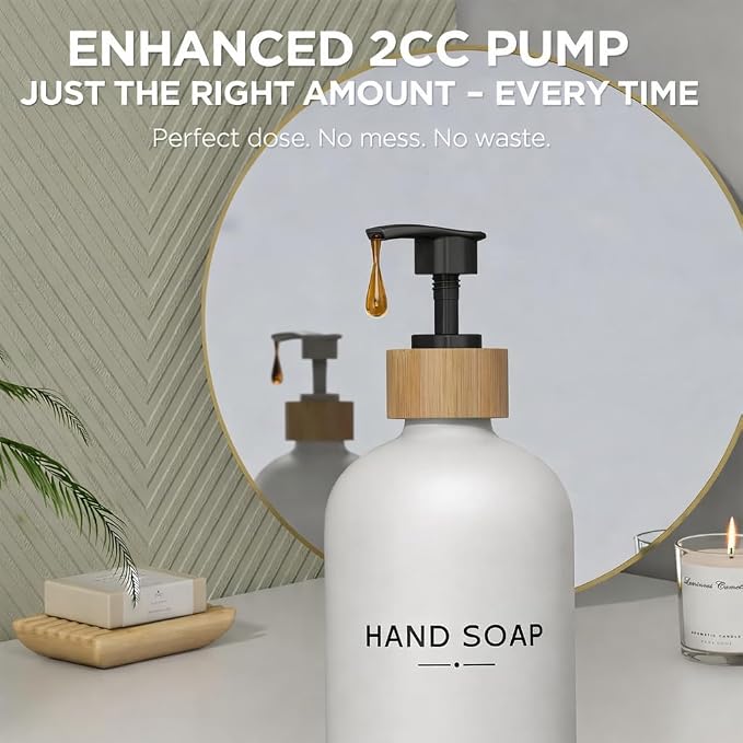 Hand and Dish Soap Dispenser Set, 16oz Glass Bottles - Image 5