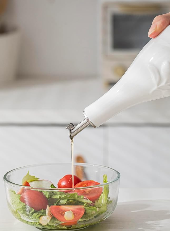 HOMBENE Porcelain Oil and Vinegar Dispenser Set, 11 oz Olive Oil Dispenser - Image 5