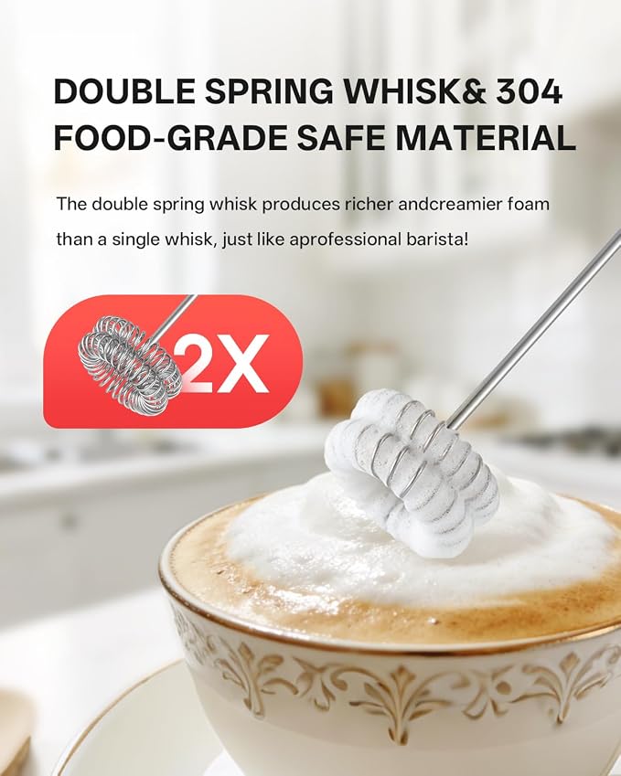 CIRCLE JOY 2-Speed Rechargeable Milk Frother Hanheld, Dual Coil Whisk Head - Image 3