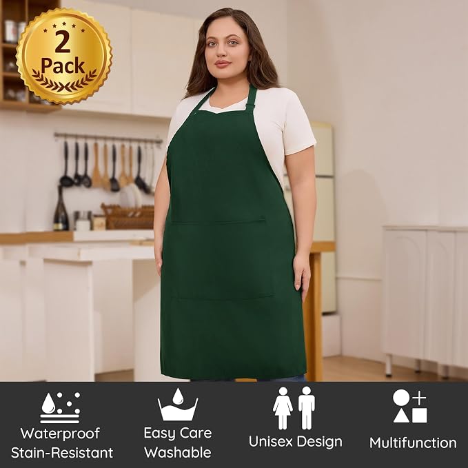 2 Pcs Plus Size Chef Apron, Unisex Professional Apron - Image 2