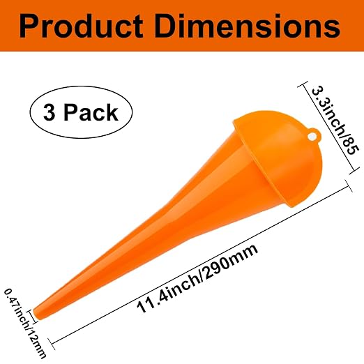 3-Pack Long-Neck Oil Funnels, Gas & Transmission Fluid - Image 2