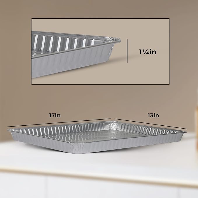 PLASTICPRO Aluminum Pans 100 Pack Disposable Cookie Sheets 13 x 17 Baking Pans - Image 4