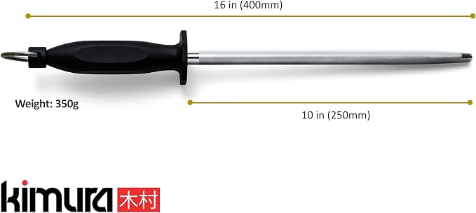 Kimura Professional Diamond Honing Steel, 10 inch Honing Rod, Diamond Knife - Image 3