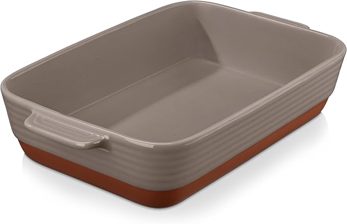 MALACASA 4.8 Qt Lasagne Dishes for Oven, 9 x 13 Inches Brown Ceramic Oven Dish by MALACASA