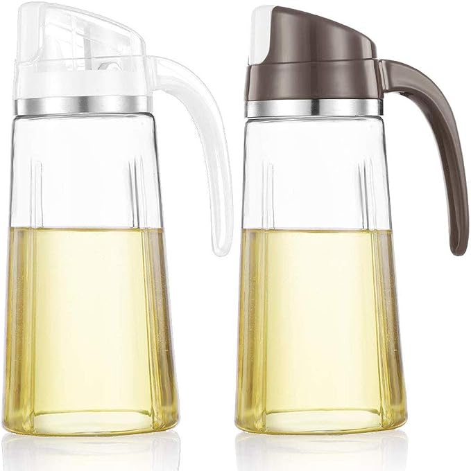 Marbrasse Oil Dispenser for Kitchen, 20 OZ /600ml Leakproof Glass Oil Bottle by Marbrasse