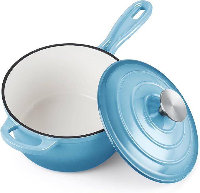 Homikit Small Cast Iron Pot, 1 QT Enameled Cast Iron Sauce Pan by Homikit