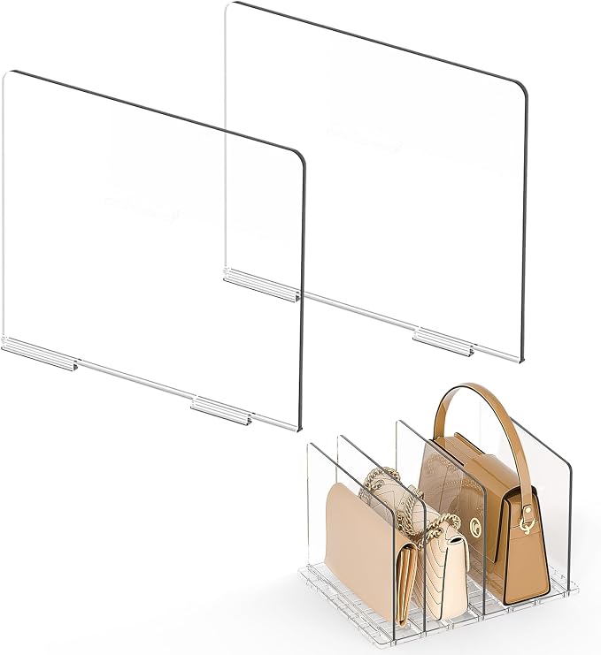 SortNStore Bag Purse Organizer Accessories: 2-Dividers Plastic Clutch Dividers by SortNStore